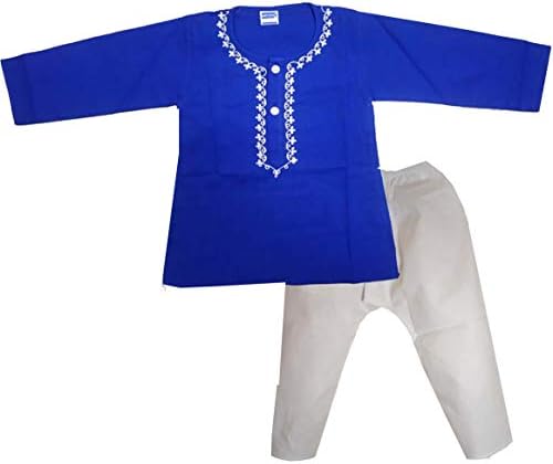 shaishav wears Ethnic Cotton Kurta Pyjama Set for Baby Boys White & Navy Blue (06 Months - 5 Year)