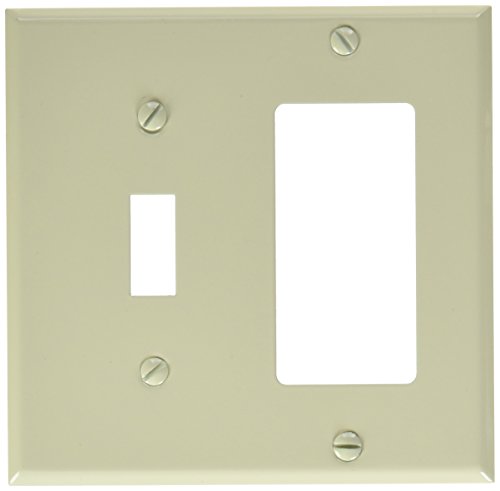 Morris 83433 Painted Steel Wall Plates, 2 Gang 1 Toggle 1 GFCI, 2 Gang, 1 Toggle, 1 GFCI, Ivory