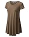URBANCLEO Womens Round Neck Elong Tunic Top Mini T-Shirt Dress Mocha 3XLARGE