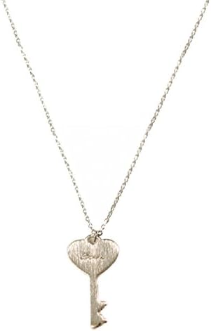 Love Key Necklace for Women Silver Dainty Inspirational Key Necklace Gift for Her 17 Inch Chain (silver)