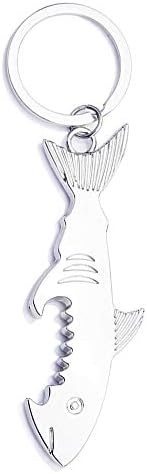 YONGHUI Shark Shape Pendant Key Chain Keyring Creative Household Tool Bottle Opener Keychain Keyrings for Women Men Family Friend Silver (Style:1)
