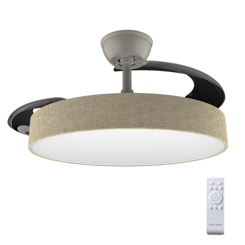 Ventilador de Techo con Luz con 3 Aspas Retráctiles EnergySilence Aero 4222 Invisible Textile. 30W, Motor DC, Diámetro 42", 3 Tonos LED, Mando, 6 Velocidades, Temporizador, Diseño en Tela