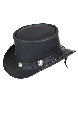 El Dorado Leather Top Hat with Buffalo Nickels