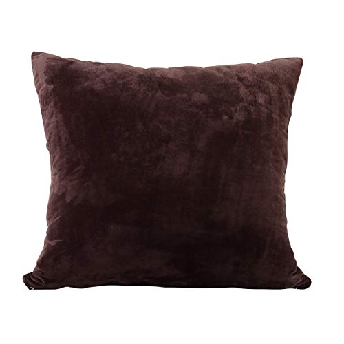 Evolive Soft Micromink Euro Sham Cover Pillowcase Replacement with Zipper Closure (Brown, 26"X26")