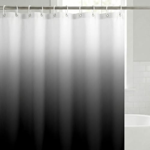Americanflat 71x74 Black Ombre Shower Curtain - Water-Resistant Long Shower Curtain with Durable Metal Grommets and 12 Hooks - 100% Polyester