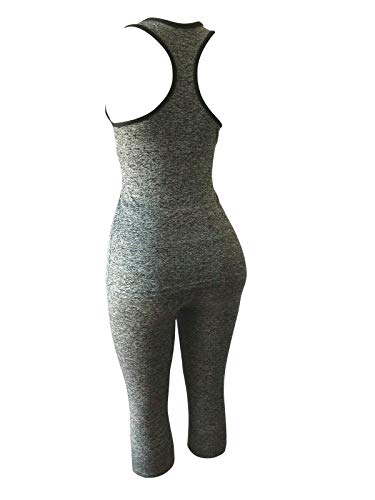 Women Gym Yoga Workout Activewear Set 2 Pieces Top Leggings Sportswear Tracksuit Set (L/XL = US 8-12, 01 Grey Mix) - Thumbnail 5