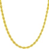 GAUBAU 14K Solid Yellow Gold Rope Chain Necklace, 1.5mm,2.0mm,3.0mm,4.0mm with Diamond-Cut Accents, Unisex Gift (Available in 16-36 Inch Lengths)