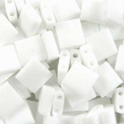 Matte Opaque White Tila Beads 7.2 Gram Tube