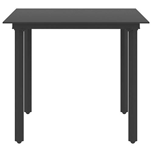 vidaXL Garten Esstisch Gartentisch Gartenmöbel Tisch Terrassentisch Balkontisch Balkon Terrasse Outdoor Schwarz 80x80x74cm Stahl Glas – Bild 4