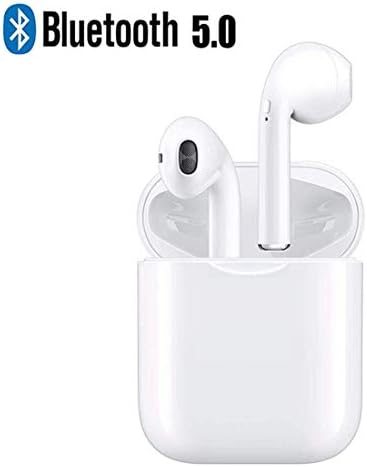 Bluetooth Headset, Wireless Headset Bilateral Call Bluetooth Headset 5.0 in-Ear Earphones Stereo in-Ear Microphone Built-in Handsfree Headphones for Apple Airpods Android/iPhone (White)