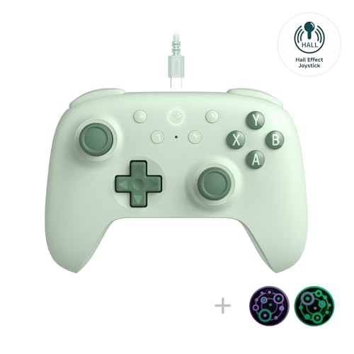8Bitdo Ultimate 2C Hall Effect Joysticks and Hall Triggers Wired Controller for Windows PC and Android, with Remappable L4/R4 Bumpers, Turbo function & Rumble vibration (Green)