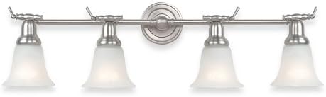 Royce Lighting RV700/4-12 Prescott Four-Light Vanity Brushed Steel with Alabaster Globes