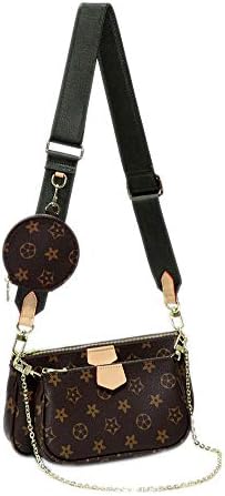 Women's Multi Pochette Accessoires Crossbody Bags Handbags Purse 2 Pieces Large Purse+ Clutch Purse + Coin Purse Kaki