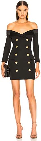 Trina Off Shoulder Double Breasted Blazer Jacket Dress