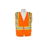3A Safety SME-C2940-M ANSI Class 2 High Visibility Zipper Front Vest with Velcro Pockets, Orange, Medium