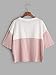 SweatyRocks Women's Color Block Half Sleeve High Low Casual Loose T-shirt Tops Pink White One Size