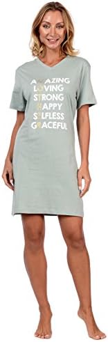 Cozy Loungewear Sleepwear Women's Cute Printed 100% Cotton Mothers Day Nightgown (Mother's Day Green, L)