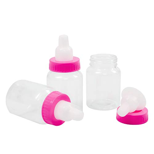 HRLORKC 24 Pack Plastic Baby Shower Bottles Candy Bottles with 50 Pieces Baby Pacifiers for Baby Shower Party Favors Decorations (Red) - Thumbnail 2
