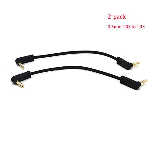 Riipoo 3.5mm AUX Audio Cable - 2-Pack 15cm Dobule 90 Degree Angle 1/8" 3.5mm TRS Male to TRS Male Stereo Jack Audio Cable Cord for Headphone, Car Stereo, Home Stereo and More (Double 90 Degree)