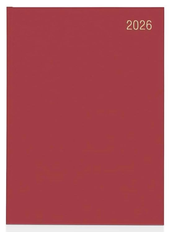 Top Sale 2026 Day Per Page A4 Yearly Diary with Appointments Hard Cover and Matching Ribbon Marker – Burgundy