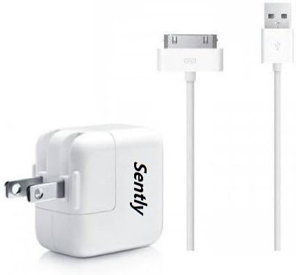 Sently iPad charger 10ft 30 Pin USB Sync and Charge Cable with 10W Wall Power Adapter for iPad 1 2 3 iPhone 4 4s