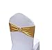 iEventStar Spandex Chair Sash Cover Stretch Band with Buckle Slider Sashes Bow Hotel Wedding Banquet Decoration (50, Metallic Gold)