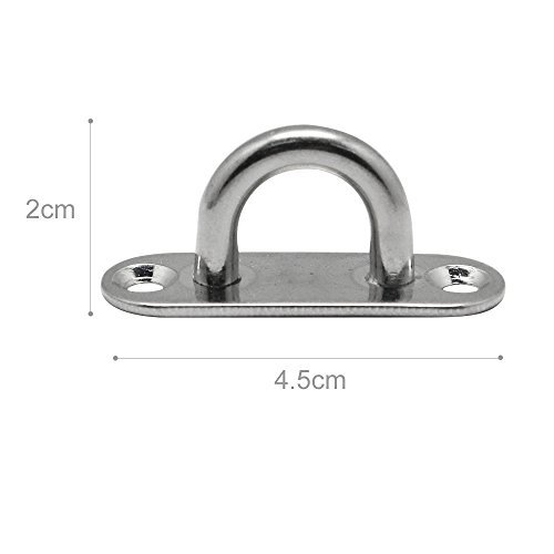 Homgaty 4Pcs 5mm 304 Stainless Steel Oblong Pad Eye Plate,Marine Hardware Staple Hook Loop