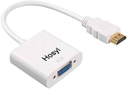 Hosyl HDMI to VGA Video Converter Adapter (Male Input to Female Output) with Cable 1080p For PC Laptop DVD HDTV PS3 XBOX 360 and other HDMI Devices（White）