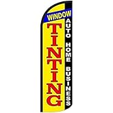 4 Less Co WINDOW TINTING AUTO HOME BUSINESS - Windless Swooper Flag Feather Banner Sign 3x11.5 ft Tall (Flag Only) yq
