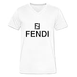 V-Neck Tee For Mens Fendi logo L White