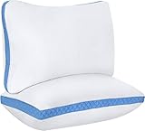 Utopia Bedding Gusseted Quilted Pillow (2-Pack) Premium Quality Bed Pillows - Side Back Sleepers - Blue Gusset - King - 18 x 36 Inches
