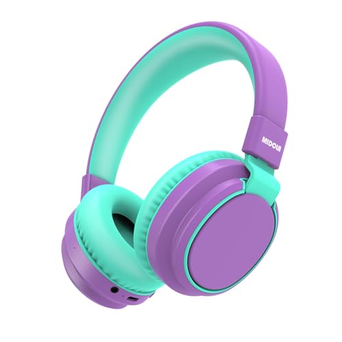MIDOLA Kopfhörer für Kinder, Bluetooth, kabellos, Lautstärke, begrenzt, 85/110 dB, über Ohr, faltbar, Lärmschutz, Headset/verdrahtetes Inline-Kabel, A