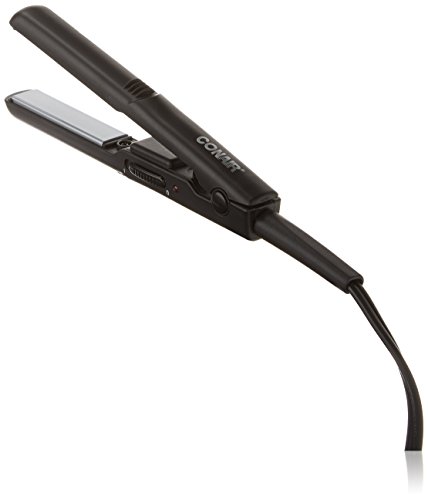 Conair Mini Pro CS80XAC 1/2-Inch Hair Straightener, 56°F (180°C) High Heat, Dual Voltage, 13mm Flat Iron, Black, Travel flat iron
