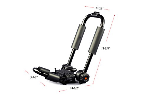 Protek Folding Foldable Collapsible J Shape Bar 150 Lbs Kayak Canoe Inflatable Paddle Board Surfboard Roof Rack Carrier Car SUV Roof Top Mount with 8 Ft Lashing Straps Tie Down Ratchet