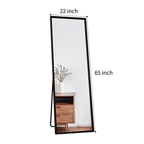Miroland Full Length Mirror, Wood Frame Floor Mirror 65"x22", Wall
