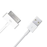 30Pin Cable, White 6 Feet High Speed USB Sync and Charging Cable for iPhone 4/4s, iPhone 3G/3GS, iPad 1/2/3, iPod