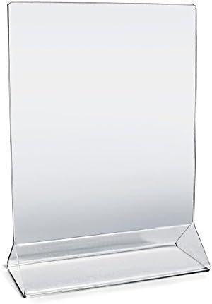 Acrylic Sign Holder 5” x 7” Plastic Menu Frame / Tabletop Display / Clear Durable - Scratch Resistant (12 Pack)