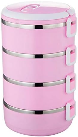 Arvin87Lyly Bento Lunch Boxs, Kids Boxes Food Containers,Three/Four Layer School Lunch Box Stainless Steel,Portable Leakproof Round Food Storage Container