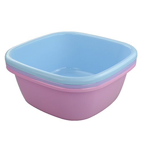 Doryh 12 Quart Plastic Square Washbasin, Set of 3 - Thumbnail 2