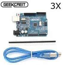 BDR Trading 3Pcs GeekcreitTM UNO R3 ATmega328P Development Board For Arduino (with cable)