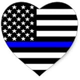 Heart Thin Blue Line - Blue Lives Matter - American Flag Decal Sticker 4" Car, Window, Laptop