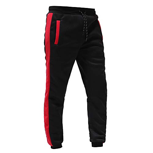 Clearance! Men's Colorblock Activewear Tracksuits Hoodie & Pants Set Full Zip Jogging Sweatsuit Sportswear (Red (Only Pant), M)