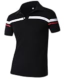 Men 's cotton casual polo short - sleeved t shirt-Black-L
