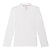 French Toast Little Girls' Long Sleeve Stretch Pique Polo, White, S