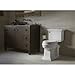 KOHLER K-6669-96 Memoirs Stately Comfort Height Elongated 1.28 GPF Toilet with Aqua Piston Flush Technology, Concealed Trap Way and Left-Hand Trip Lever (2 Piece), Biscuit