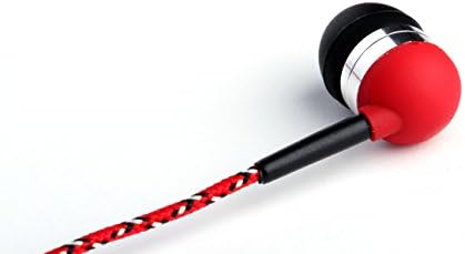 Tweedz Red Earbuds with Microphone and Controls - Durable, Tangle-free Earphones with 100% Braided Fabric Wrapped Cords and Noise Isolating Ear Buds