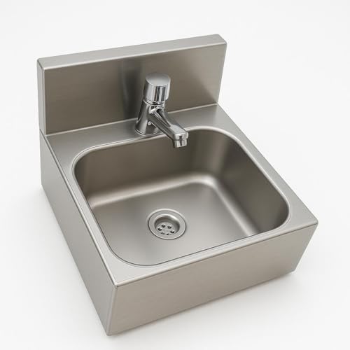 Pia Industrial Suspensa em Aço Inox, Lavatório para Higienização de Mãos, Uso Comercial