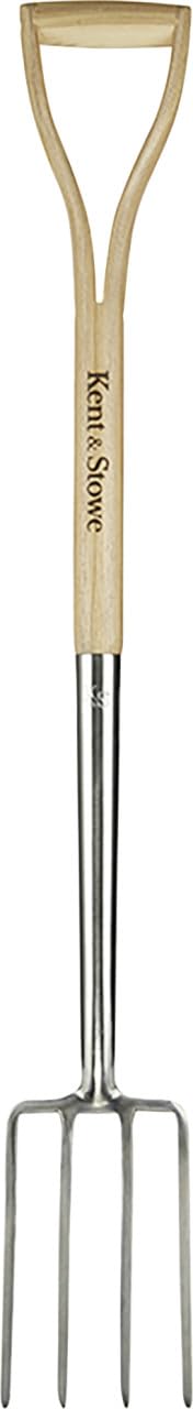 Kent & Stowe Flower Bed Spade Fork - Stainless Steel Garden Fork - Ideal for Tight Beds - Hay Fork with Ash Handle - Length 104cm