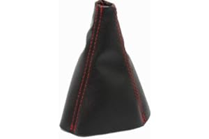 KAR DESIGNERS Fits 2005-2010 Chevrolet Cobalt Real Black Leather Manual Shift Boot with Red stitching. (Skin Only)