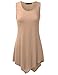 Doublju Women Sleeveless Round Neck Unbalanced Long Tunic Top